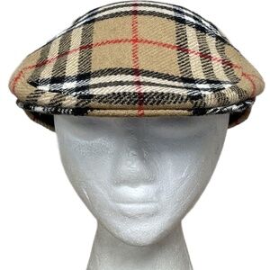 Burberry London Authentic Men's Plaid Brown Hat - Size Medium w/COA